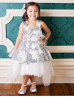 Hi Low Silver Sequin Ivory Tulle Scoop Back Floor Length Flower Girl Dress Christmas Dress